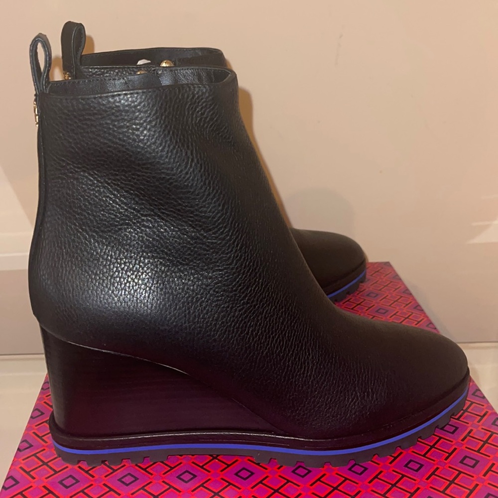 Tory Burch Black Wedge Booties size 11